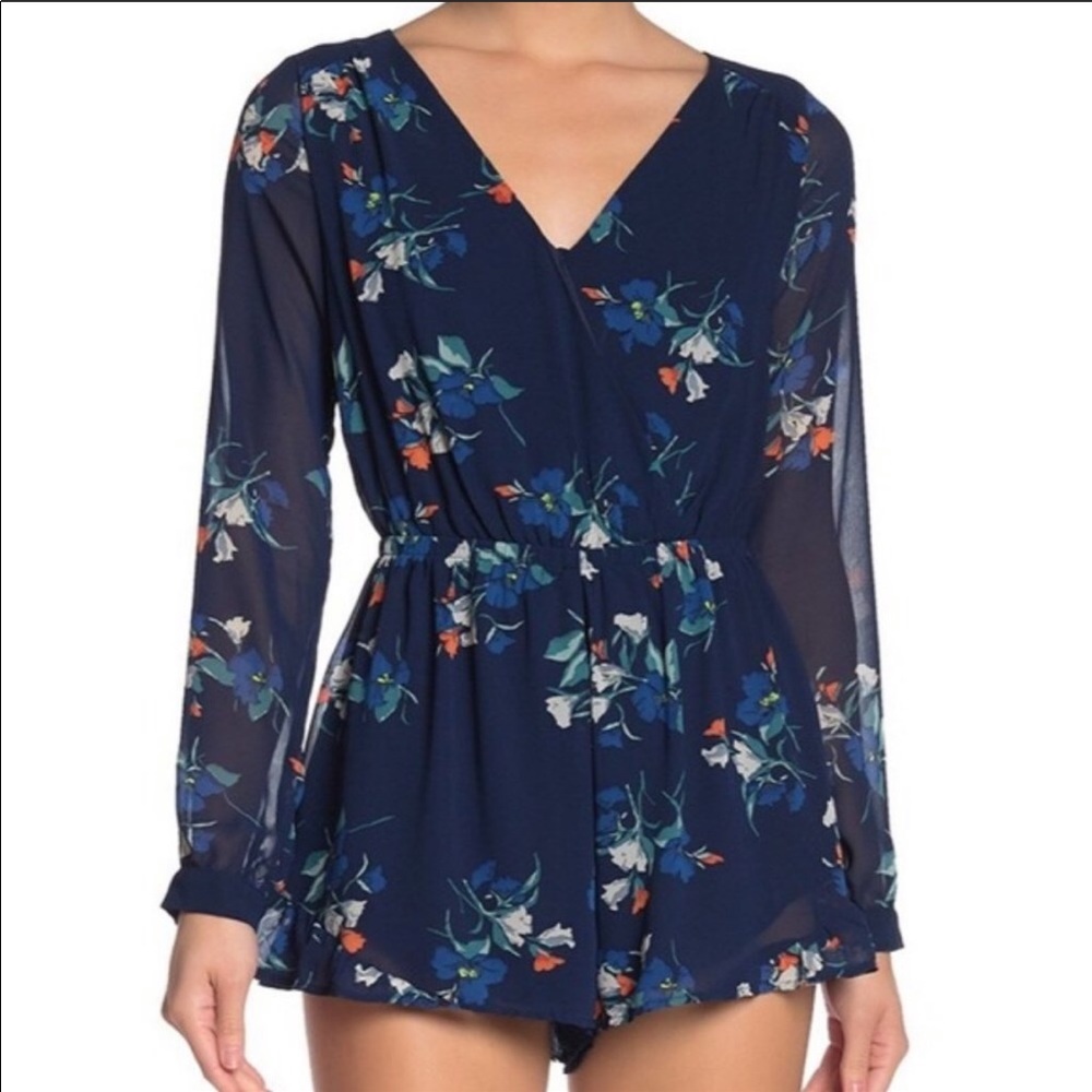 ASTR blue surplice romper size small